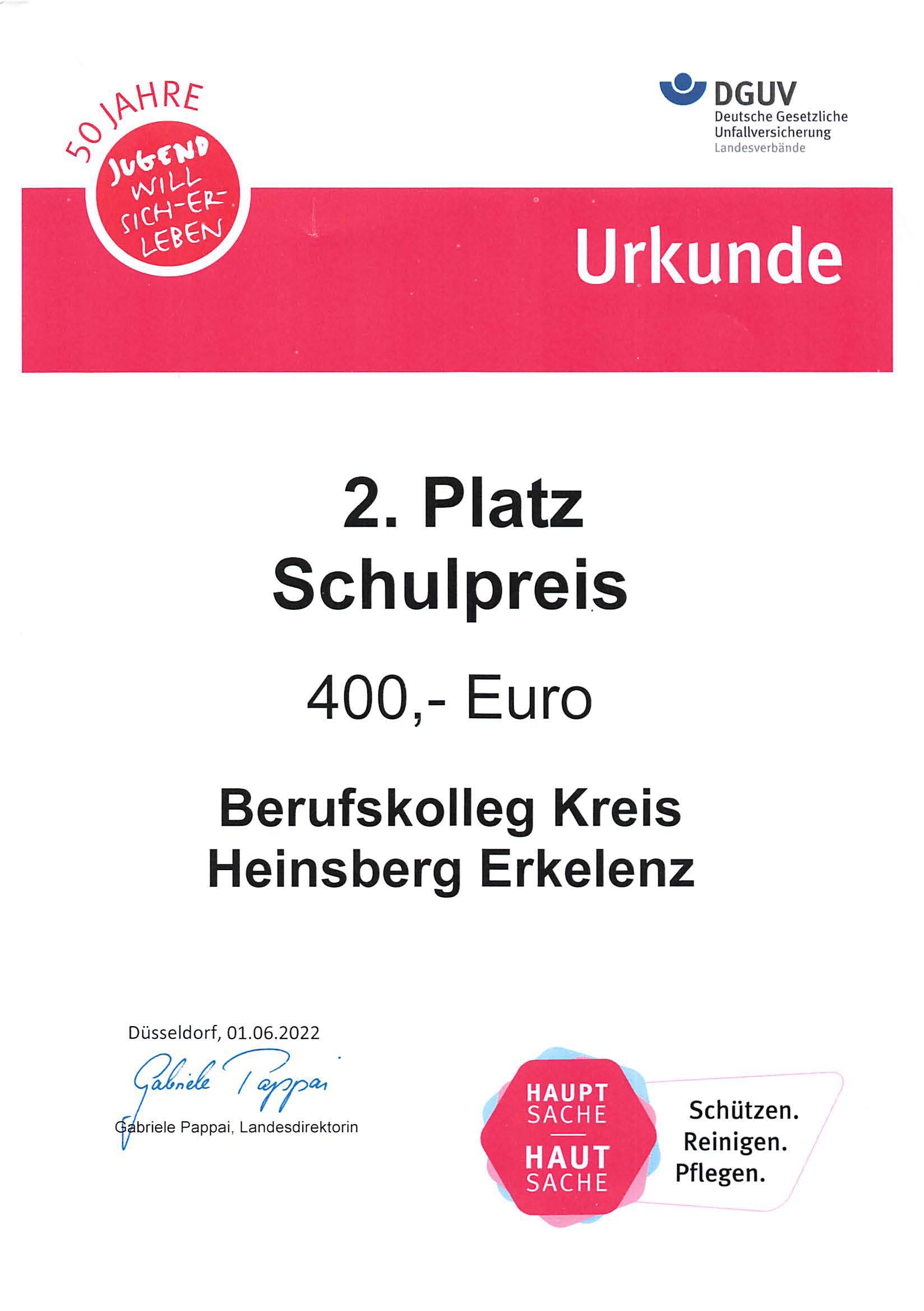 BK Erkelenz gewinnt erneut 400€ bei DGUV-Wettbewerb