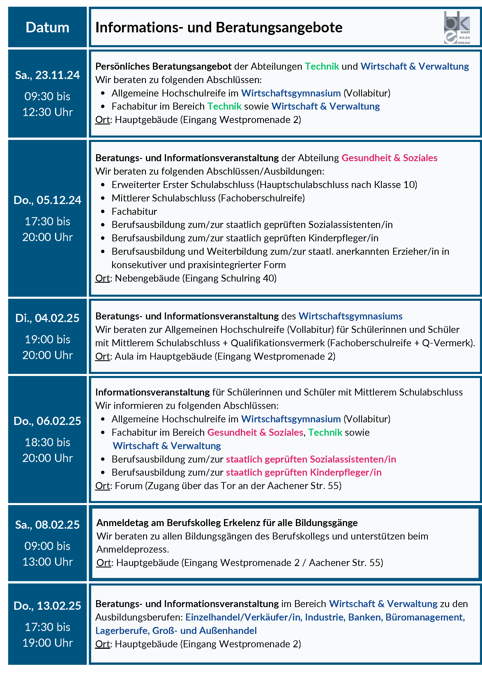 Info- &amp; Beratungsangebote für 2025/2026